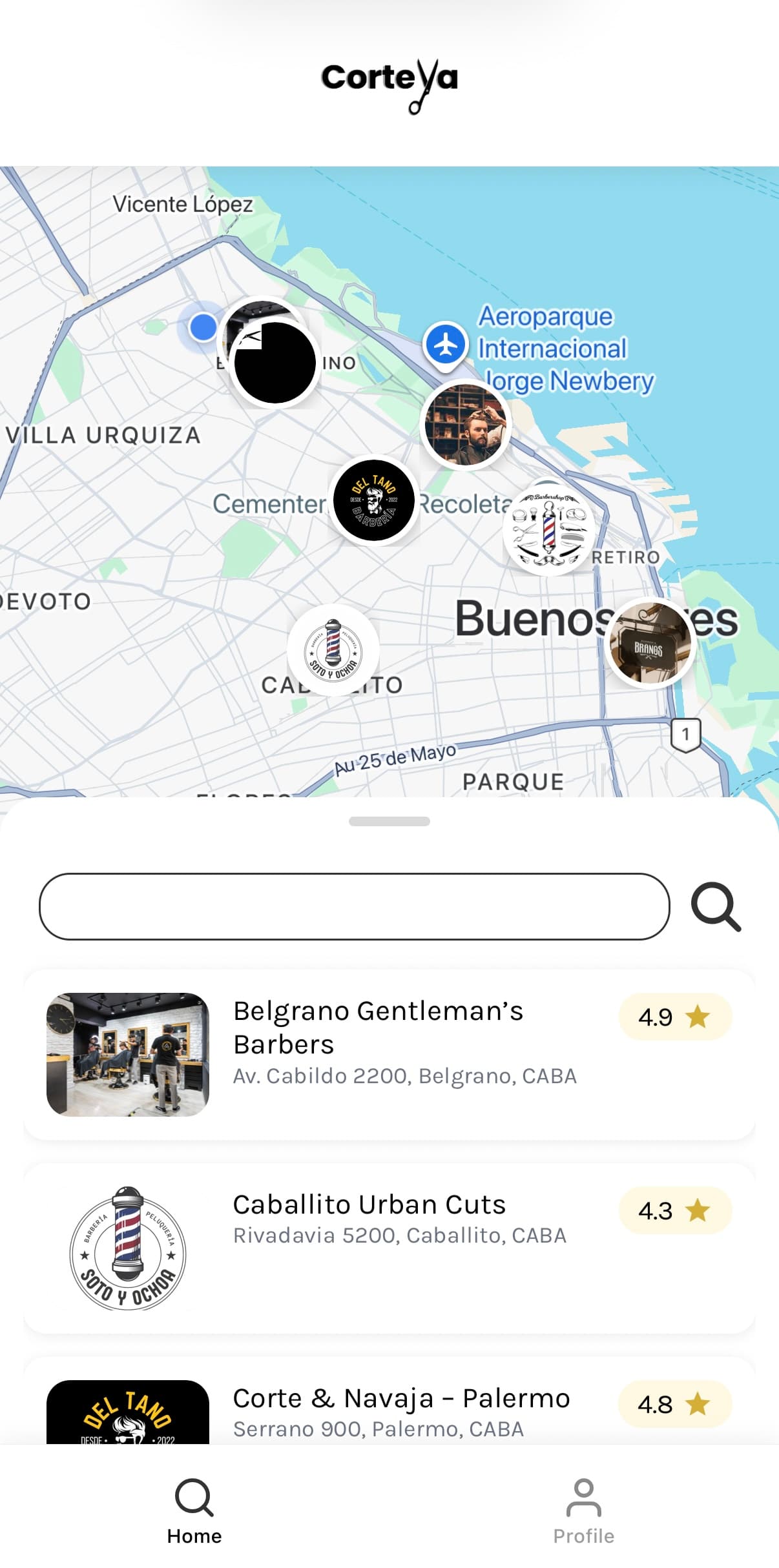 Corteya — App de reserva de turnos para barberías — pantalla 2