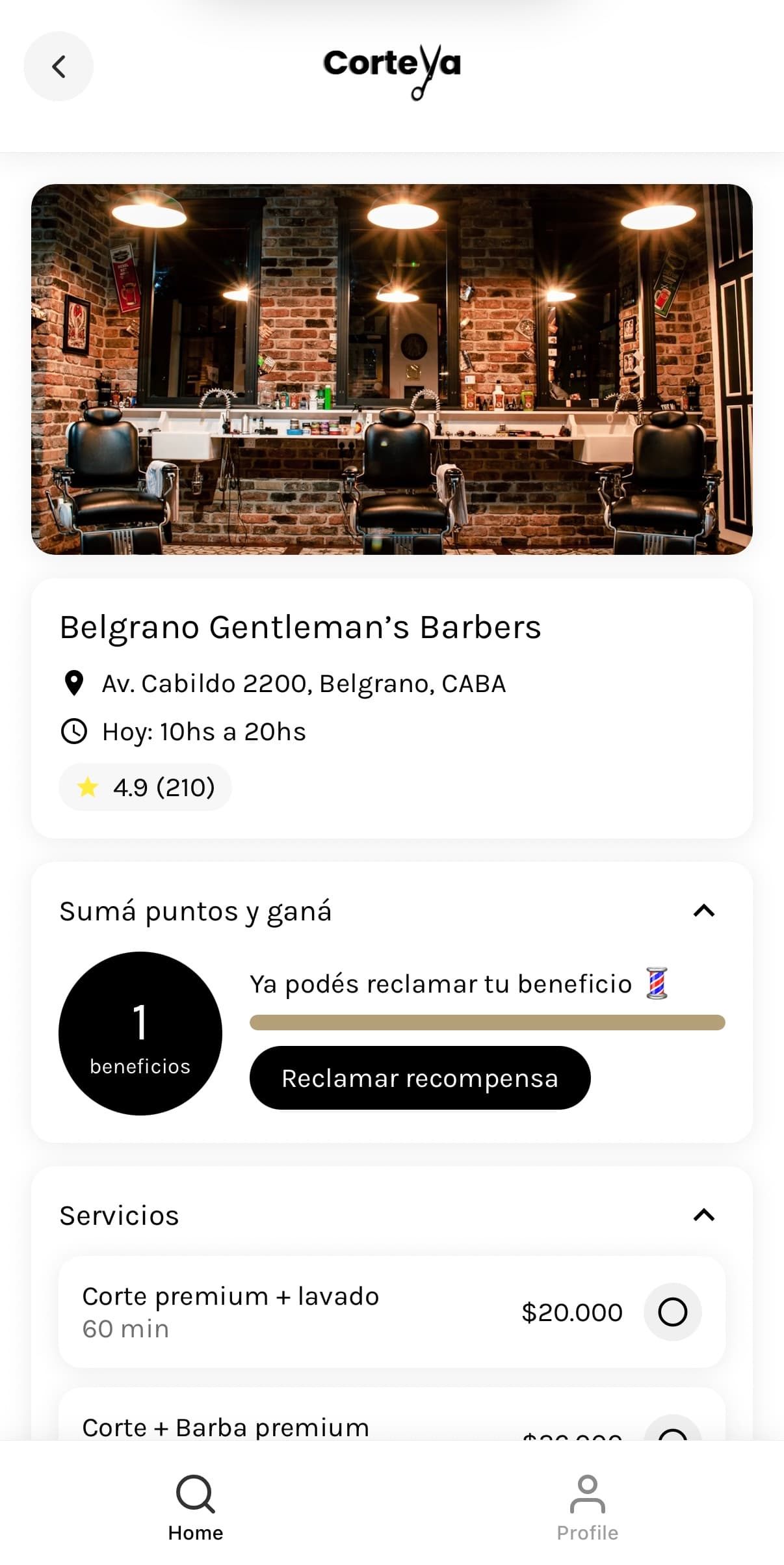 Corteya — App de reserva de turnos para barberías — pantalla 6